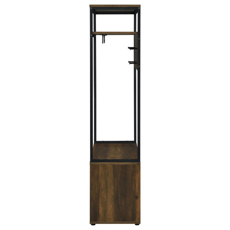 Quincy Dark Pine and Black 2-Door Engineered Wood Hall Tree from Coaster - Luna Furniture