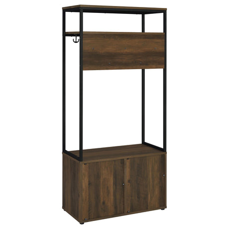 Quincy Dark Pine and Black 2-Door Engineered Wood Hall Tree from Coaster - Luna Furniture