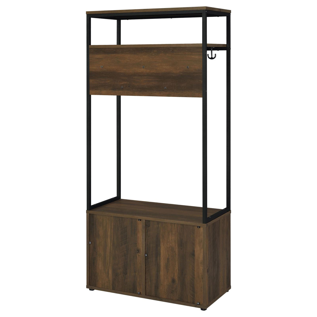 Quincy Dark Pine and Black 2-Door Engineered Wood Hall Tree from Coaster - Luna Furniture