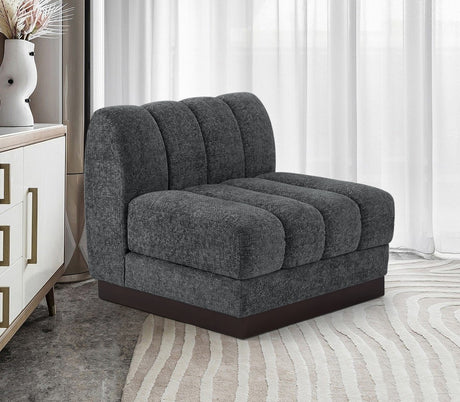 Quinn Chenille Fabric Living Room Chair Grey - 124Grey-Armless - Luna Furniture
