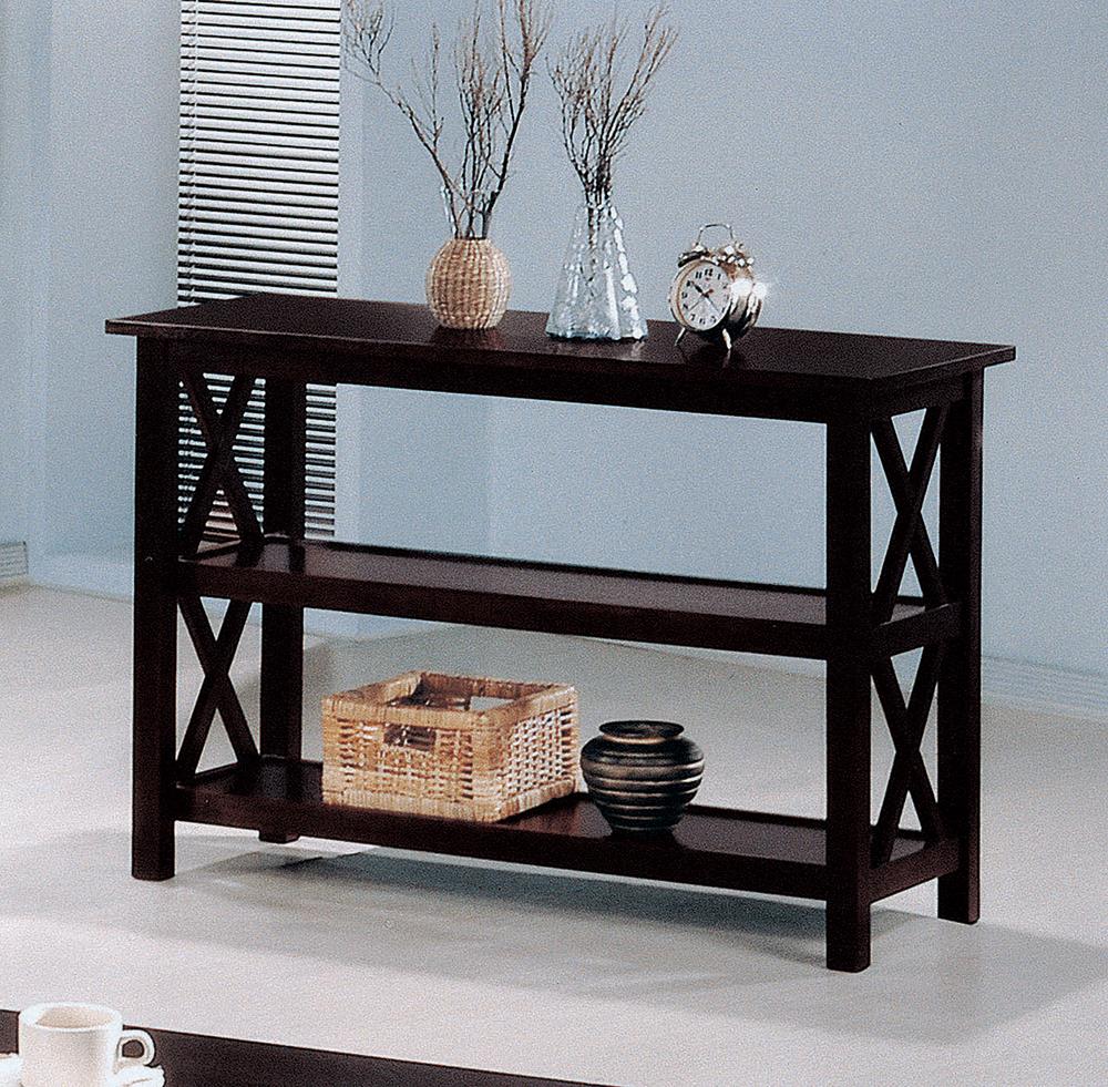 Rachelle Deep Merlot Sofa Table with 2-Shelf from Coaster - Luna Furniture
