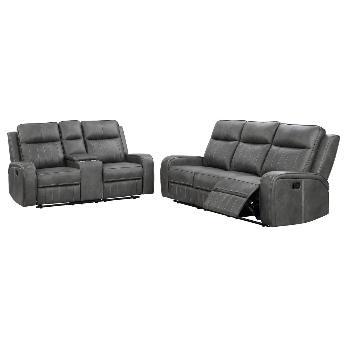 Raelynn Gray 2-Piece Upholstered Motion Reclining Sofa Set from Coaster - Luna Furniture