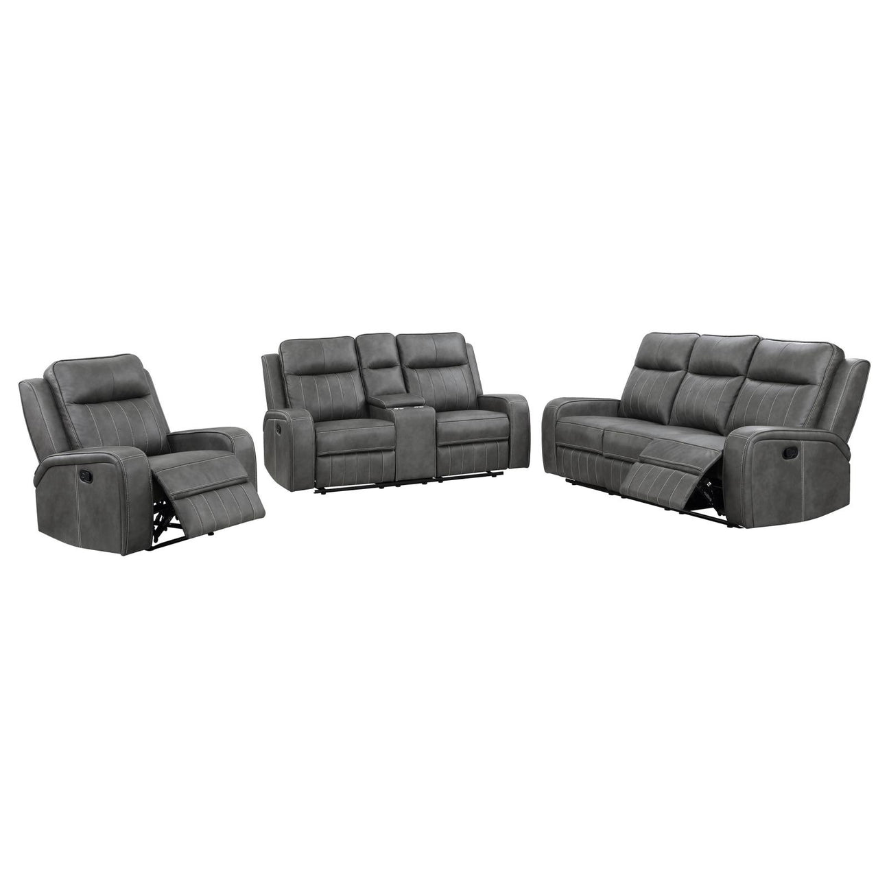 Raelynn Gray 3-Piece Upholstered Motion Reclining Sofa Set from Coaster - Luna Furniture