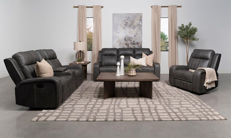 Raelynn 3-piece Upholstered Motion Reclining Sofa Set Grey - 603191-S3 - Luna Furniture
