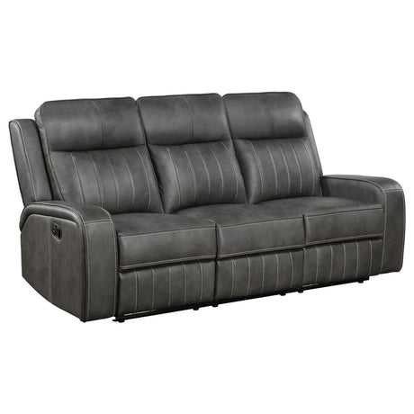 Raelynn Gray Upholstered Motion Reclining Living Room Set from Coaster - Luna Furniture