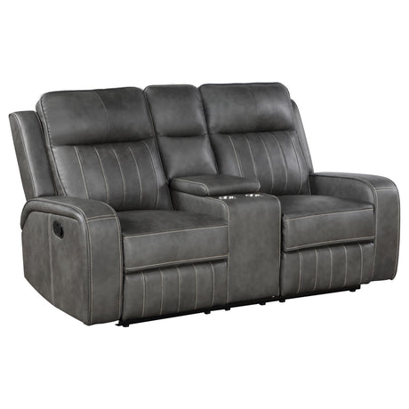 Raelynn Upholstered Motion Reclining Loveseat Grey - 603192 - Luna Furniture