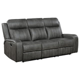Raelynn Gray Upholstered Motion Reclining Sofa from Coaster - Luna Furniture