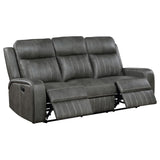 Raelynn Gray Upholstered Motion Reclining Sofa from Coaster - Luna Furniture
