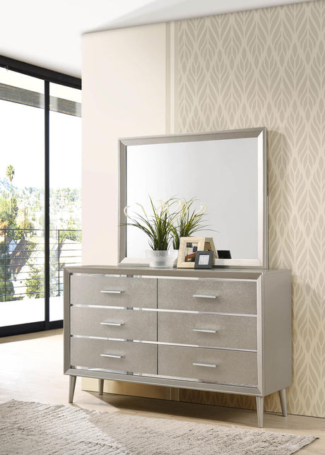 Ramon 6-drawer Dresser with Mirror Metallic Sterling - 222703M - Luna Furniture