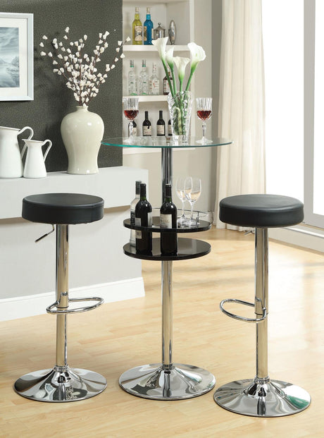 Ramses Chrome and Black 29" Adjustable Bar Stool from Coaster - Luna Furniture