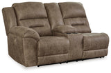 Ravenel Fossil Left-Arm Facing Power Reclining Loveseat with Console from Ashley - Luna Furniture