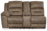 Ravenel Fossil Left-Arm Facing Power Reclining Loveseat with Console from Ashley - Luna Furniture