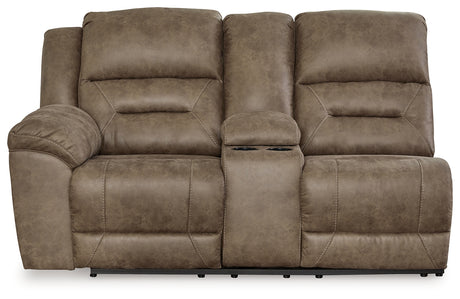 Ravenel Fossil Left-Arm Facing Power Reclining Loveseat with Console from Ashley - Luna Furniture