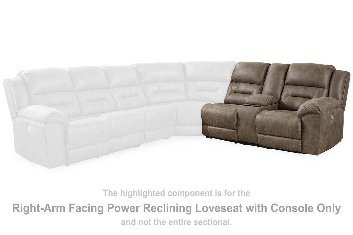Ravenel Fossil Right-Arm Facing Power Reclining Loveseat with Console from Ashley - Luna Furniture