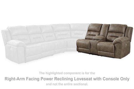 Ravenel Fossil Right-Arm Facing Power Reclining Loveseat with Console from Ashley - Luna Furniture