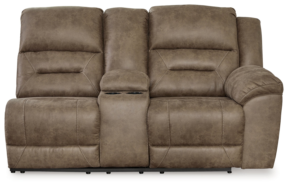 Ravenel Fossil Right-Arm Facing Power Reclining Loveseat with Console from Ashley - Luna Furniture