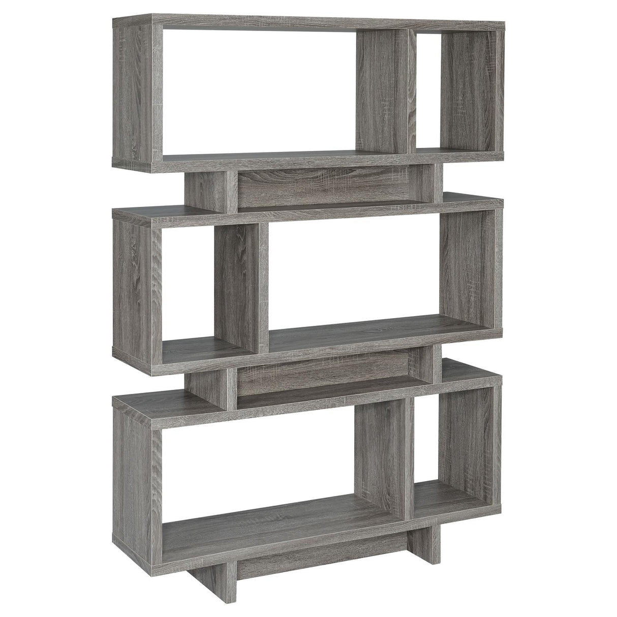 Reid 3-tier Geometric Bookcase Weathered Grey - 800554 - Luna Furniture
