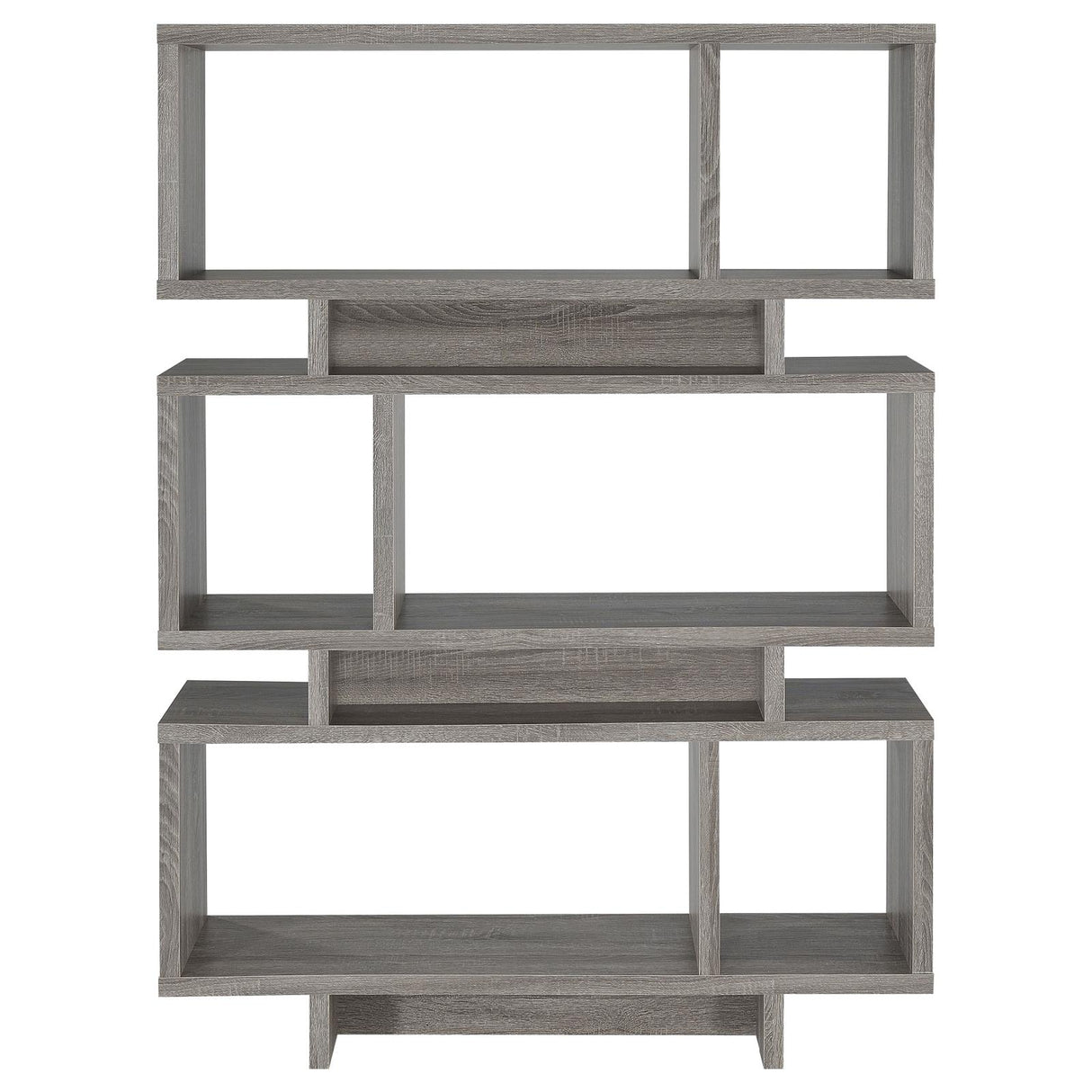 Reid 3-tier Geometric Bookcase Weathered Grey - 800554 - Luna Furniture