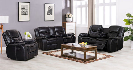 Reno Black - 2PC or 3PC Reclining Set *3PC - Reno Black 2PC or 3PC 3PC - Luna Furniture