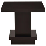 Reston Cappuccino Pedestal Square End Table from Coaster - Luna Furniture