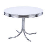 Retro Glossy White and Black 5-Piece Round Dining Set from Coaster - Luna Furniture