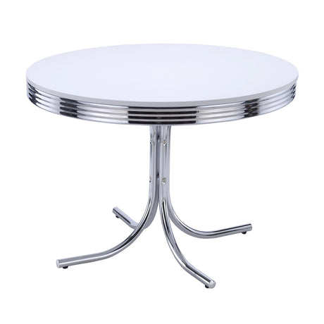 Retro 5-piece Round Dining Set Glossy White and Black - 2388-S5 - Luna Furniture