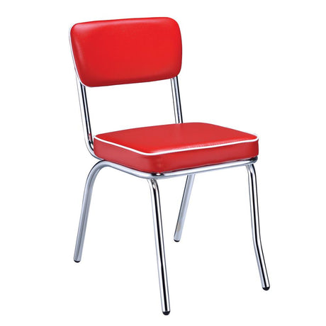 Retro Open Back Side Chairs Red and Chrome (Set of 2) - 2450R - Luna Furniture