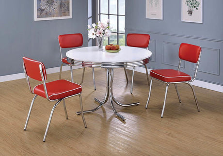 Retro Open Back Side Chairs Red and Chrome (Set of 2) - 2450R - Luna Furniture