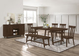 Reynolds Rectangular Trestle Base Dining Bench Brown Oak - 107593 - Luna Furniture