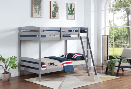 Rhea Wood Twin Over Twin Bunk Bed Grey - 460563T - Luna Furniture