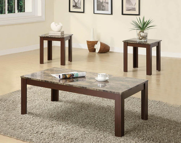 Rhodes 3-piece Faux Marble Top Occasional Set Brown - 700395 - Luna Furniture