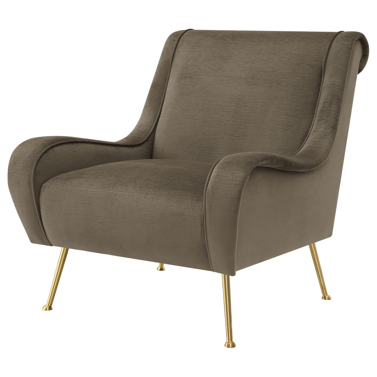 Ricci Truffle and Gold Upholstered Saddle Arms Accent Chair from Coaster - Luna Furniture