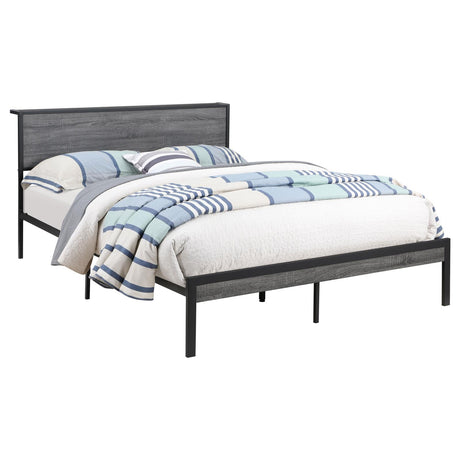 Ricky Full Platform Bed Grey and Black - 302143F - Luna Furniture