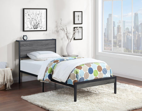 Ricky Twin Platform Bed Grey and Black - 302143T - Luna Furniture