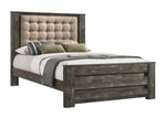 Ridgedale Tufted Headboard Eastern King Bed Latte and Weathered Dark Brown - 223481KE - Luna Furniture