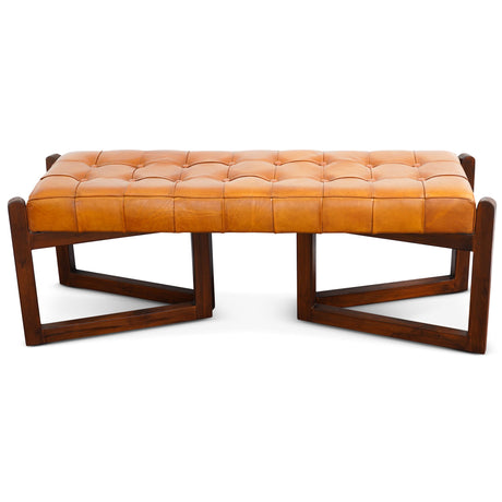 Riley Tan Leather Bench from Midinmod - Luna Furniture