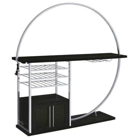 Risley Dark Charcoal 2-Door Circular LED Home Bar with Wine Storage from Coaster - Luna Furniture