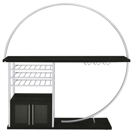 Risley Dark Charcoal 2-Door Circular LED Home Bar with Wine Storage from Coaster - Luna Furniture