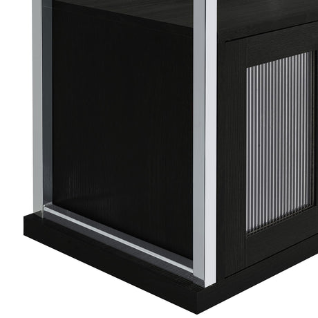 Risley Dark Charcoal 2-Door Circular LED Home Bar with Wine Storage from Coaster - Luna Furniture