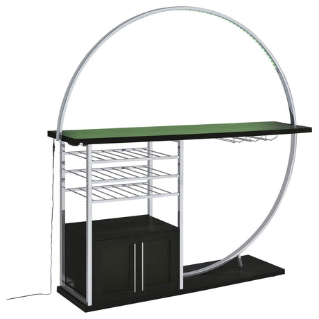 Risley Dark Charcoal 2-Door Circular LED Home Bar with Wine Storage from Coaster - Luna Furniture