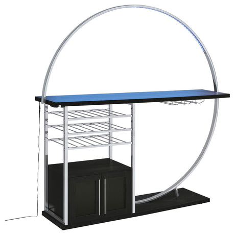Risley Dark Charcoal 2-Door Circular LED Home Bar with Wine Storage from Coaster - Luna Furniture