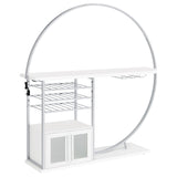 Risley White High Gloss 2-Door Circular LED Home Bar with Wine Storage from Coaster - Luna Furniture