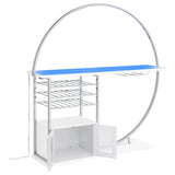 Risley White High Gloss 2-Door Circular LED Home Bar with Wine Storage from Coaster - Luna Furniture