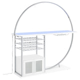Risley White High Gloss 2-Door Circular LED Home Bar with Wine Storage from Coaster - Luna Furniture