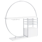 Risley White High Gloss 2-Door Circular LED Home Bar with Wine Storage from Coaster - Luna Furniture