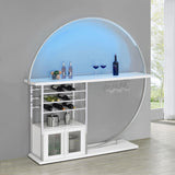 Risley White High Gloss 2-Door Circular LED Home Bar with Wine Storage from Coaster - Luna Furniture