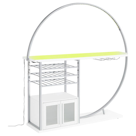 Risley White High Gloss 2-Door Circular LED Home Bar with Wine Storage from Coaster - Luna Furniture