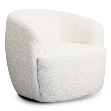 River Mid Century Modern White Boucle Upholstered Swivel Barrel Chair - AFC01922 - Luna Furniture