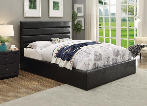 Riverbend Eastern King Upholstered Storage Bed Black - 300469KE - Luna Furniture