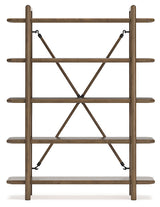 Roanhowe Brown 71" Bookcase from Ashley - Luna Furniture